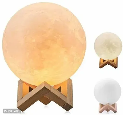 3D USB Rechargeable Moon Lamp Color Changing Sensor Touch Decoration Crystal Ball Night Lamp with Wooden Stand Night Lamp (15 cm, Multicolor) Night Lamp&nbsp;&nbsp;(15 cm, Multicolor)-thumb2