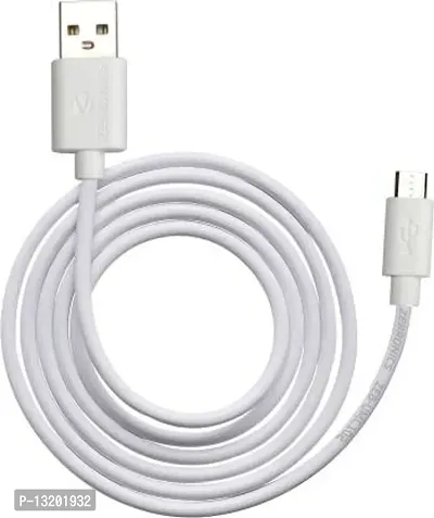 Cable that supports up to 2.1A 1 m Micro USB Cable&nbsp;(Compatible with MOBILE CHARGER, DATA SYNC, White, One Cable)-thumb0