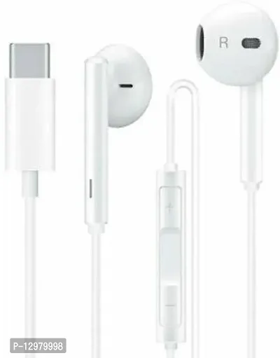 USB C-Type Plug Headphones Wired Headset with Mic (White) Wired Headset&nbsp;&nbsp;(White, In the Ear)-thumb0