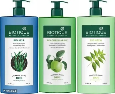 Biotique Bio Kelp and Green Apple and Neem Shampoo 650 ml Each Men  Women (1950 ml)-thumb0