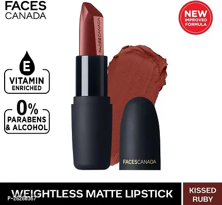 FACES CANADA Weightless Matte Hydrating Lipstick with Almond Oil (Kissed Ruby 13, 4.5 g)-thumb0