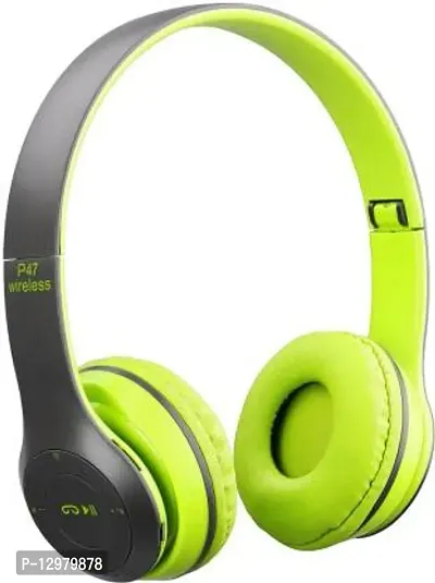 P47 NOISE CANCELLING WIRELESS OVER THE EAR 3D BASS EARPHONE Bluetooth Headset&nbsp;&nbsp;(Green, In the Ear)-thumb0