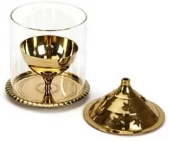 AKHAND DIYA Brass, Glass Table Diya&nbsp;&nbsp;(Height: 4 inch)_Glass Diya 211-thumb2