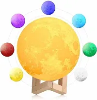 3D USB Rechargeable Moon Lamp Color Changing Sensor Touch Crystal Ball Night Lamp with Wooden Stand, Bedroom Lamp, Night Lamp for Bedroom, Bedroom Lamp for Kids, Bedroom Lamps for Night Night Lamp&nbsp;&nbsp;(10 cm, Multicolor)-thumb3