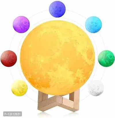 3D USB Rechargeable Moon Lamp Color Changing Sensor Touch Crystal Ball Night Lamp with Wooden Stand, Bedroom Lamp, Night Lamp for Bedroom, Bedroom Lamp for Kids, Bedroom Lamps for Night Night Lamp&nbsp;&nbsp;(10 cm, Multicolor)-thumb4