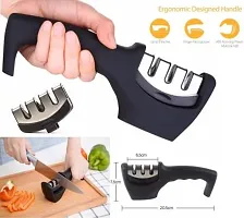 Perfect Kitchen Knife Sharpener for all Kind of Kitchen Knives Chopper Blades Butcher Knife Small Cutter Pocket Knife Multi-tool Blades Scissors Sharpening Stone with 3 Stages Sharpening Options. Knife Sharpening Steel&nbsp;&nbsp;(Plastic)-thumb2