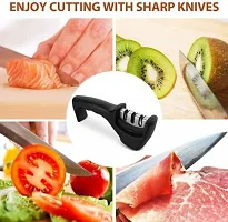 Kitchen Manual Knife Sharpener 3 Slots Sharpening Tool for Ceramic Knife and Steel Knives Knife Sharpening Steel&nbsp;&nbsp;(Steel)-thumb3