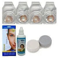 Brown-Brown Colored (2 Pairs) Soft Contact Lens (0 Power) with Solution  Case-thumb1