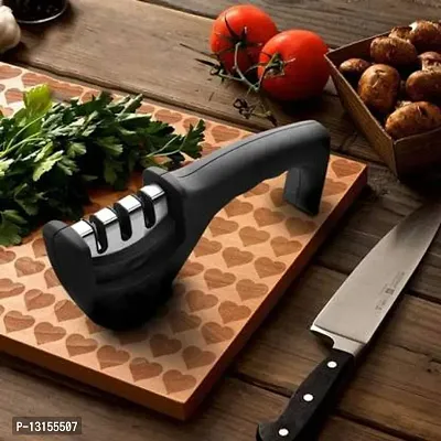 Knife Sharpener with Replaceable Head Metal , Black Color, ABS Plastic Material Knife Sharpening Steel&nbsp;&nbsp;(Plastic)-thumb0