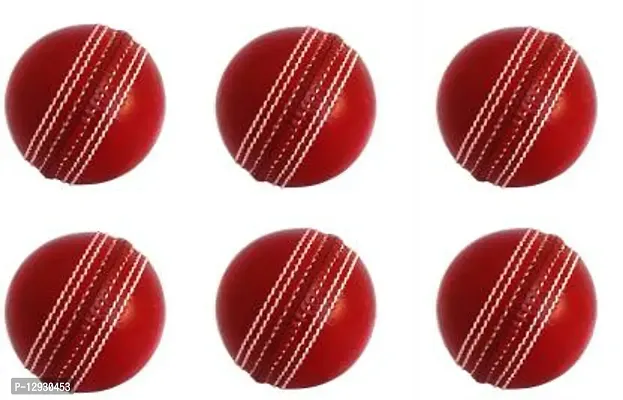 2 Cut Piece RED Leather Ball for Practice, Match,Academy Cricket Leather Ball&nbsp;&nbsp;(Pack of 6, Red)-thumb0