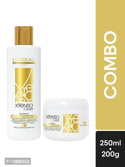 L&rsquo;Or&eacute;al Professionnel Xtenso Care Sulfate-free* Shampoo 250ml and Hair Masque 200ml Combo for All Hair Types (Pack of 2)-thumb0