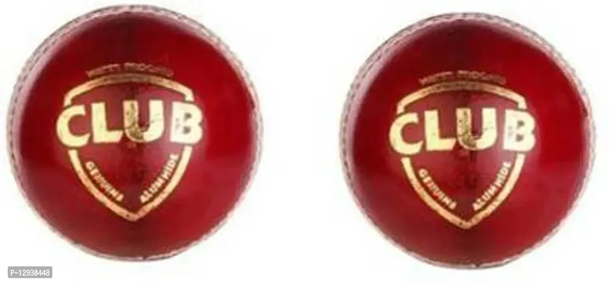 Genuine Leather 2 Piece Cricket Ball Standard Size 5.5 - Pack of 2 Cricket Leather Ball&nbsp;&nbsp;(Pack of 2, Red)