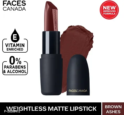 FACES CANADA Weightless Matte Hydrating Lipstick with Almond Oil (Brown Ashes 25, 4.5 g)