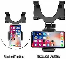 Car Mobile Holder for Dashboard, Windshield&nbsp;(Black) - Rear View Mirror Mount Holder Stand-thumb1
