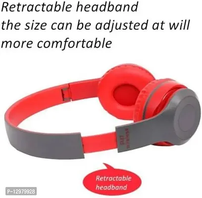 P47 Wireless Headphone Bluetooth With Mic  FM Function Wired, Bluetooth Headset&nbsp;&nbsp;(Red, On the Ear)-thumb4