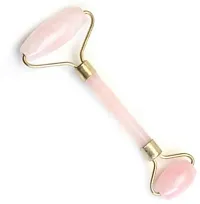 jaderoller Rose Quartz face Massage Rose Quartz Roller and Gua Sha set - Anti Aging Facial Roller - Face Massager - Real Rose Quartz Scraping Tool for Slimming, Firming, Removes Wrinkles Massager&nbsp;&nbsp;(Pink)-thumb1