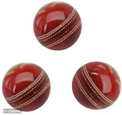Genuine Leather 2 Piece Cricket Ball Standard Size - Pack of 3 Cricket Leather Ball&nbsp;&nbsp;(Pack of 3, Red)-thumb0