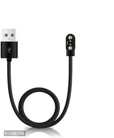 2 Pin to USB 0.5 m Magnetic Charging Cable&nbsp;&nbsp;(Compatible with Smart Watch W26 /W26+, Black, One Cable)-thumb0