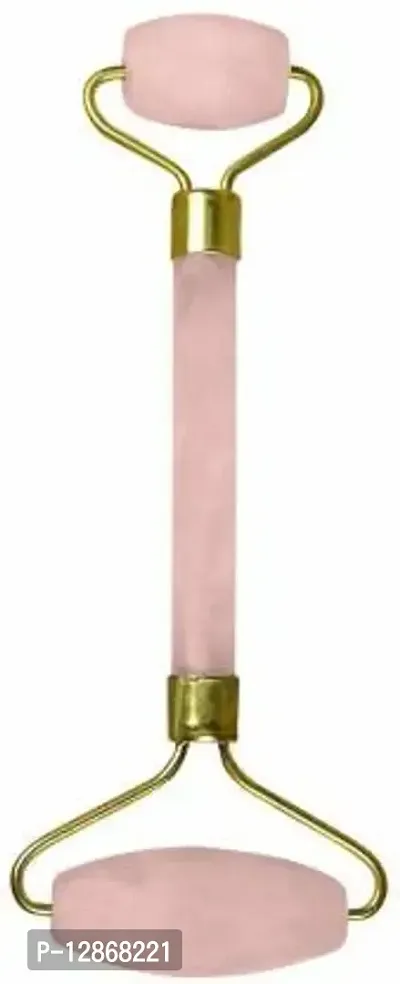 Crystal Products Rose Quartz Facial Massage Roller Wand Gua Sha Spa and Relaxation for Body, Face, Neck, Eye's Massager&nbsp;&nbsp;(Pink)
