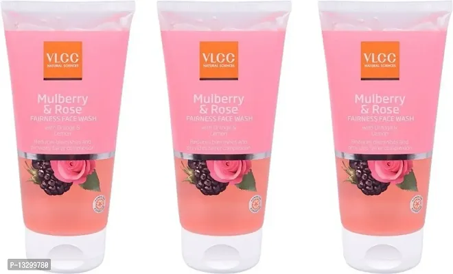 VLCC Mulberry and Rose Fairness Face Wash - Pack of 3 (150 ml each) (450 ml)