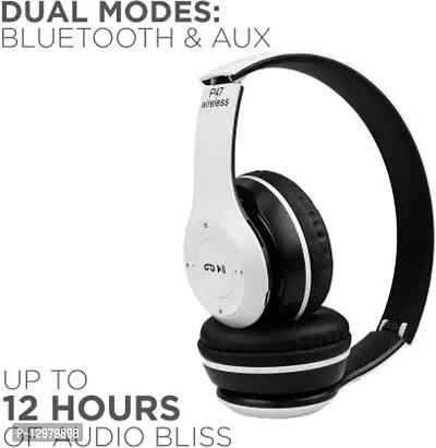 47 Wireless Bluetooth ortable Sports Headphone with Microphone Bluetooth Headset&nbsp;&nbsp;(White, On the Ear)-thumb2