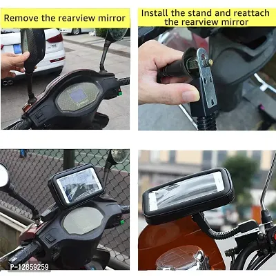 Flexible Waterproof Bike/Cycle/Bicycle GPS Smartphone Mobile Phone r Rear View Mirror Mount Holder Zip Pouch Stand-thumb0
