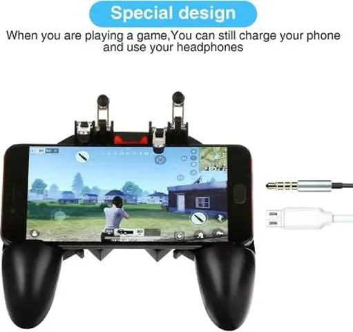 Six Finger All-in-One Mobile Game Controller PUBG Game Trigger Console with Stand and Dual Triggers Game Mount