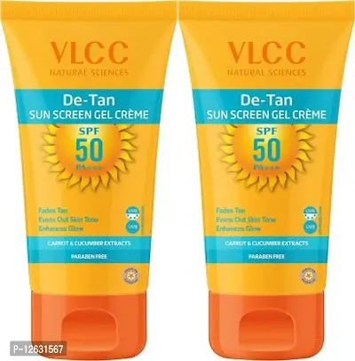 VLCC De Tan Premium Sunscreen Gel Cream SPF 50 Combo Pack of 2 (100gm X 2)