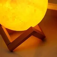 3D USB Rechargeable Moon Lamp Color Changing Sensor Touch Decoration Crystal Ball Night Lamp with Wooden Stand (15CM) Night Lamp&nbsp;&nbsp;(13 cm, Multicolor)-thumb1