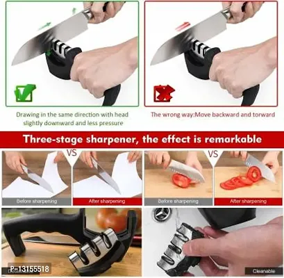 Smart Kitchen Kitchen Knife Sharpener, 3 Stage Manual Kitchen Knife Sharpening Steel&nbsp;&nbsp;(Plastic)-thumb4