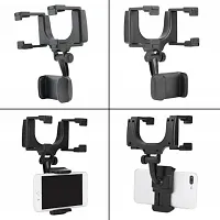 Car Mobile Holder for Dashboard, Windshield&nbsp;(Black) - Rear View Mirror Mount Holder Stand-thumb1