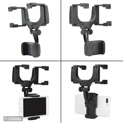 Car Mobile Holder for Dashboard, Windshield&nbsp;(Black) - Rear View Mirror Mount Holder Stand-thumb2