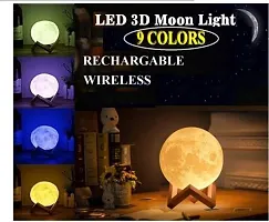 Stylish Moon Light 3D Crystal Ball Night Light for Room Night Lamps Decoration Piece (with Stand) Night Lamp&nbsp;&nbsp;(15 cm, White)-thumb1