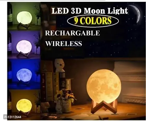 Stylish Moon Light 3D Crystal Ball Night Light for Room Night Lamps Decoration Piece (with Stand) Night Lamp&nbsp;&nbsp;(15 cm, White)-thumb2