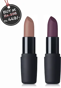 FACES CANADA Weightless Matte Lipstick Combo (Hot Plum  Buff Nude, 8 g)-thumb1