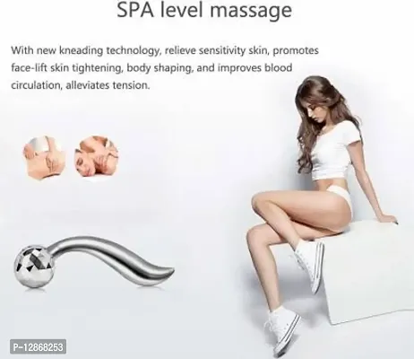 3D Face Roller Ball Massager V Line Firming Tool for Men Women Skin Tightening Shaping Massager (Silver) - 1 Pc-thumb2