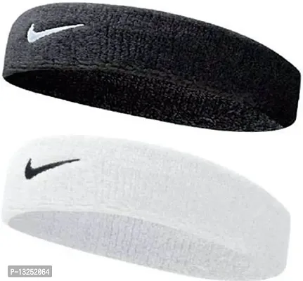 Headband for Women  Men Sports Sweatband Fitness Band&nbsp;(Black, White, Pack of 2)