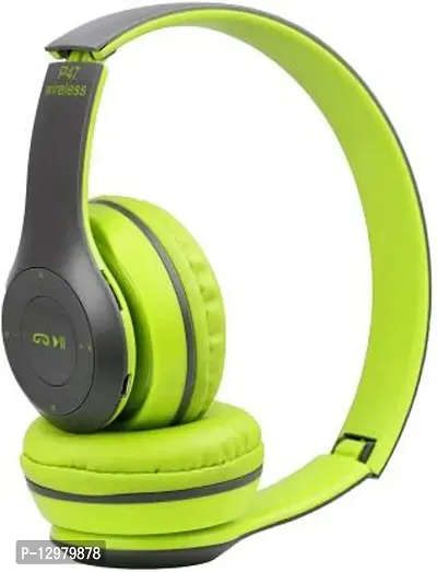 P47 NOISE CANCELLING WIRELESS OVER THE EAR 3D BASS EARPHONE Bluetooth Headset&nbsp;&nbsp;(Green, In the Ear)-thumb2