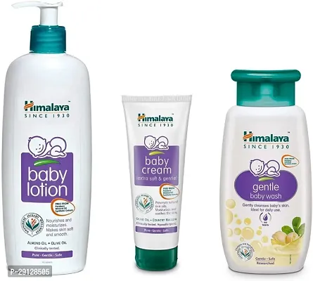 Combo of Baby Lotion 400 Ml, Baby Cream 100 Gm, Gentle Baby Wash 200 GM - Pack of 3-thumb0