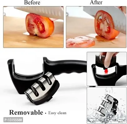 Manual Knife Sharpener 3 Stage Professional Kitchen Chef 3 Slot Design, Slip Resistant Grip, Easy Sharpening, Safely Sharpen Knives, Restore Dull Knife Knife Sharpening Steel&nbsp;&nbsp;(Plastic, Steel)-thumb3