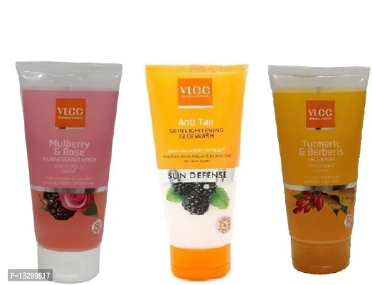 VLCC COMBO PACK OF ANTI-TAN, MULBERRY ROSE, TURMERIC BERBERIS Face Wash (150 ml) - Pack of 3