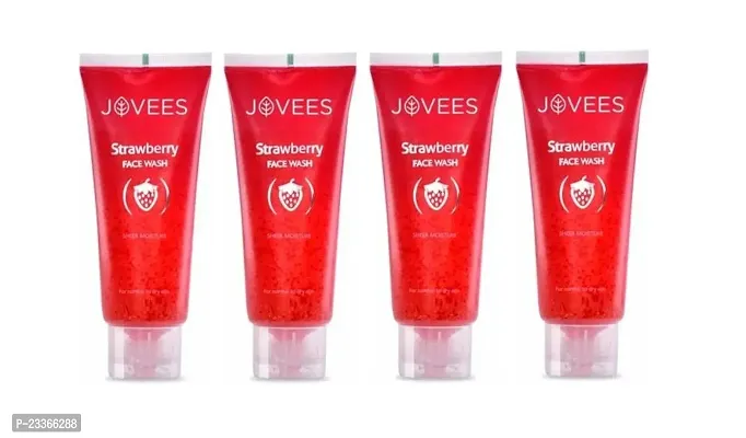 Jovees Strawberry Face Wash, For Sheer Moisture  Glowing Skin - Pack of 4 (50 ml x 4 = 200 ml)