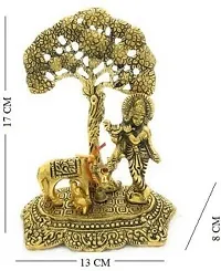 Krishna with Cow Standing Under Tree Decorative Showpiece - 17 cm&nbsp;&nbsp;(Aluminium, Gold):Krishna Tree 208-thumb2