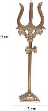 Baba trishul Decorative Showpiece - 9 cm&nbsp;&nbsp;(Brass, Gold)-thumb1