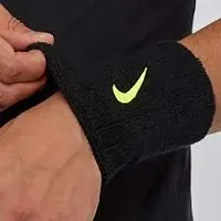 Sweatband Wrist Band Wrist Support For Gym  Sports (Black) - Pack of 1 Pair-thumb1