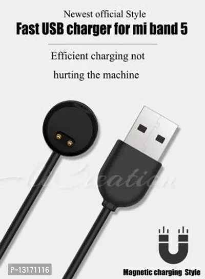 USB Charger Cable Compatible with Xiaomii Mi Smart Band 5 And Mi Band 6 0.6 m Magnetic Charging Cable&nbsp;&nbsp;(Compatible with Mi Band 5, Mi Band 6, Black, One Cable)-thumb2