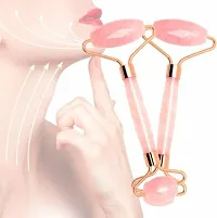 jaderoller Rose Quartz Roller Gua Sha Face Massager Rose Quartz Face Roller and Gua Sha Set for Beautiful Skin Detox - Facial Body Eyes Neck Massager Tool Reduce Wrinkles Aging - Original Natural Stone Massager&nbsp;&nbsp;(Pink)-thumb3