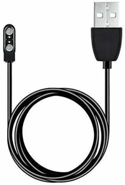 2 Pin Magnetic Charging Cable for Smartwatch 0.5 m Magnetic Charging Cable&nbsp;&nbsp;(Compatible with Smartwatch, W26, W26+, Black, One Cable)