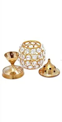 Akhand Diya | Diamond Crystal Deepak/Dia | Akhand Jyot | Magical Lantern Brass Diya | Decorative Brass Crystal Oil Lamp | Tea Light Holder Lantern | Puja Lamp ( Size : 4 inch ) Brass Table Diya&nbsp;&nbsp;(Height: 4 inch)-thumb3