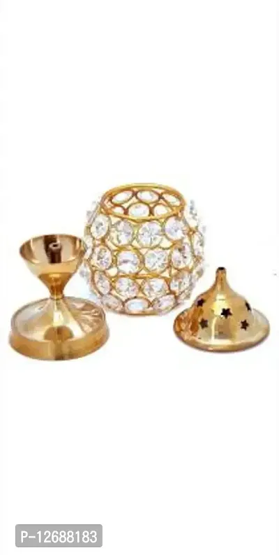 Akhand Diya | Diamond Crystal Deepak/Dia | Akhand Jyot | Magical Lantern Brass Diya | Decorative Brass Crystal Oil Lamp | Tea Light Holder Lantern | Puja Lamp ( Size : 4 inch ) Brass Table Diya&nbsp;&nbsp;(Height: 4 inch)-thumb4